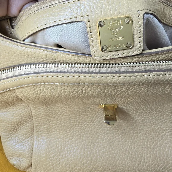 MCM Beige Leather Shoulder Bag - Picture 10 of 15